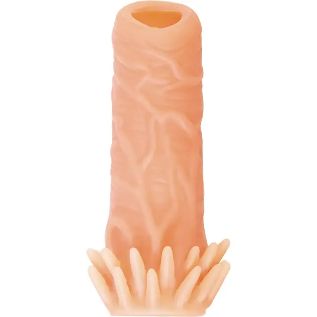 Телесная насадка с усиками и открытой головкой Nude Sleeve L - 14 см. Фотография 3.
