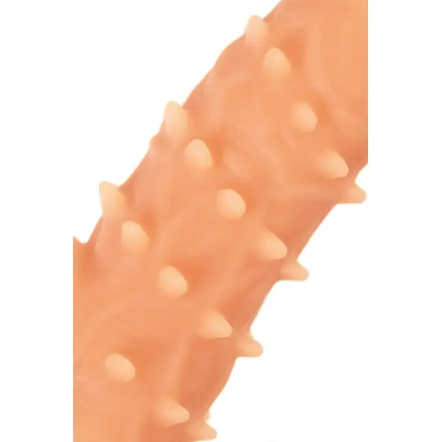 Телесная насадка с шипами и открытой головкой Nude Sleeve M - 12 см. Фотография 10.