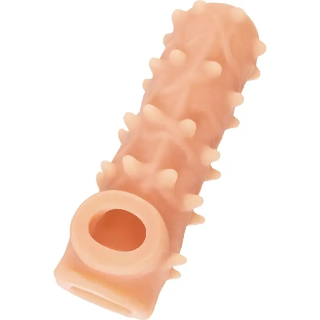 Телесная насадка с шипами и открытой головкой Nude Sleeve L - 14 см. Фотография 6.