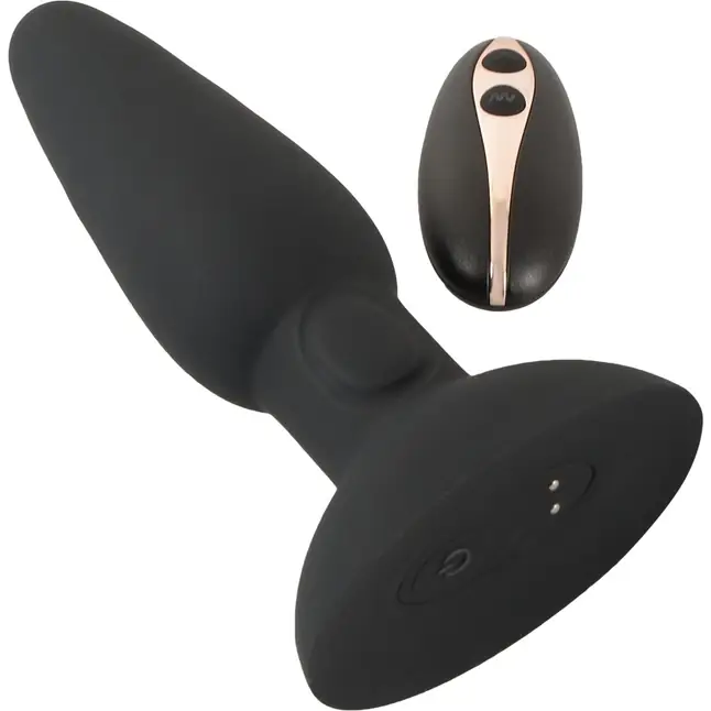 Черная анальная вибропробка с пульсацией в нижней части Thumping Anus Butt Plug - 15 см - You2Toys. Фотография 5.