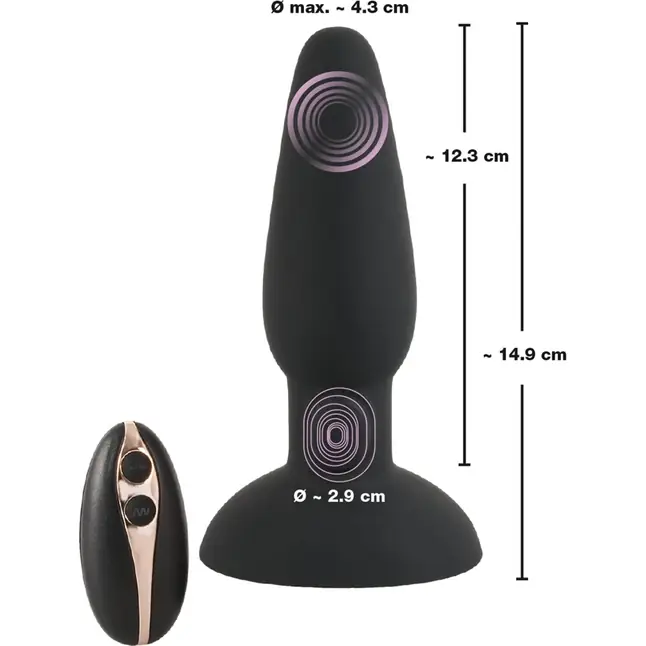 Черная анальная вибропробка с пульсацией в нижней части Thumping Anus Butt Plug - 15 см - You2Toys. Фотография 8.