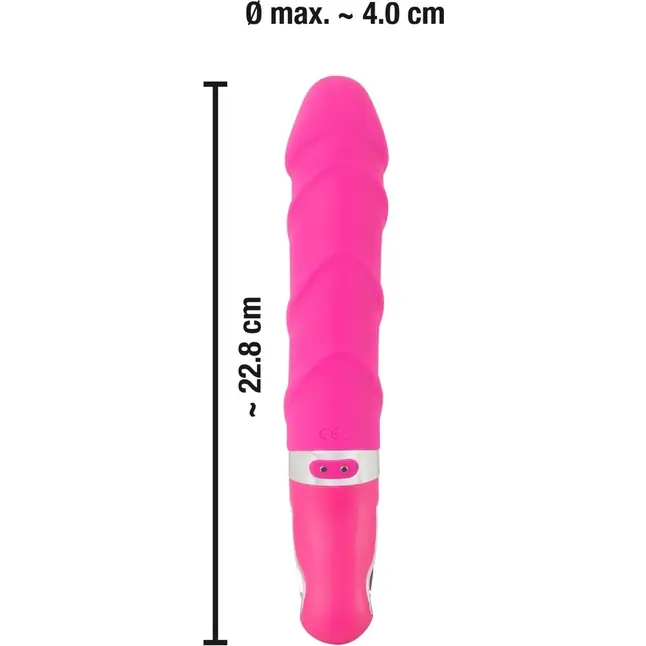 Розовый вибратор с рёбрышками и подогревом Warming Soft Vibrator - 22,8 см - Smile. Фотография 2.