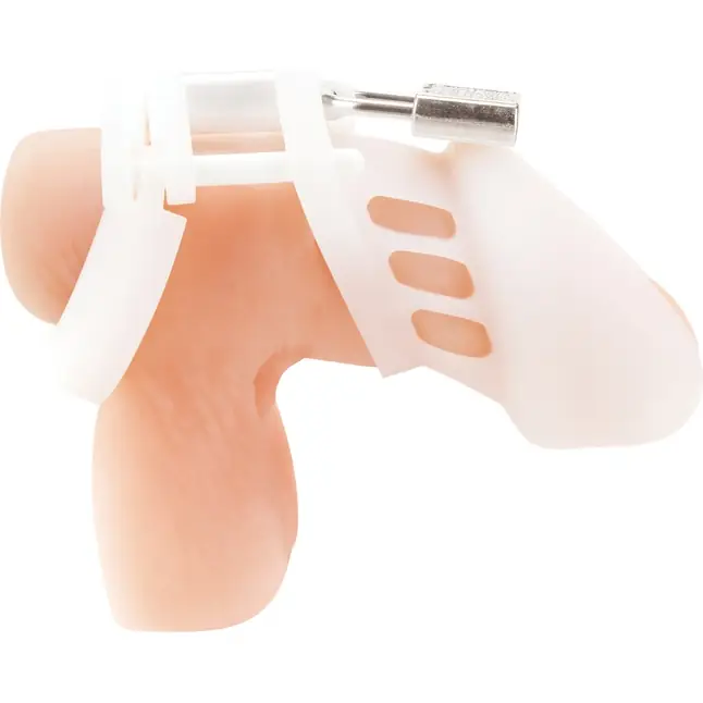 Белая клетка целомудрия Silicone Chastity Cage. Фотография 3.