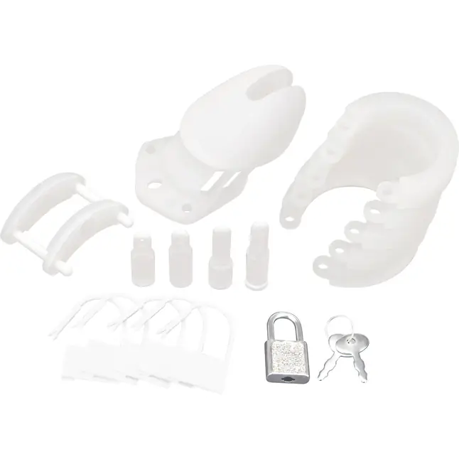 Белая клетка целомудрия Silicone Chastity Cage. Фотография 4.