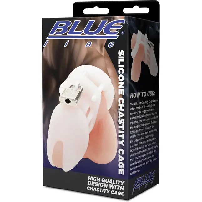 Белая клетка целомудрия Silicone Chastity Cage. Фотография 5.