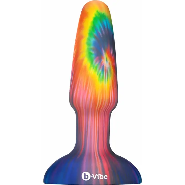 Разноцветная анальная пробка с эффектом римминга Peace Love Tie-Dye - 15,2 см. Фотография 4.