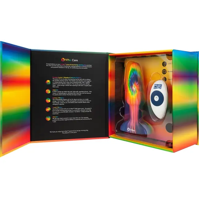 Разноцветная анальная пробка с эффектом римминга Peace Love Tie-Dye - 15,2 см. Фотография 9.