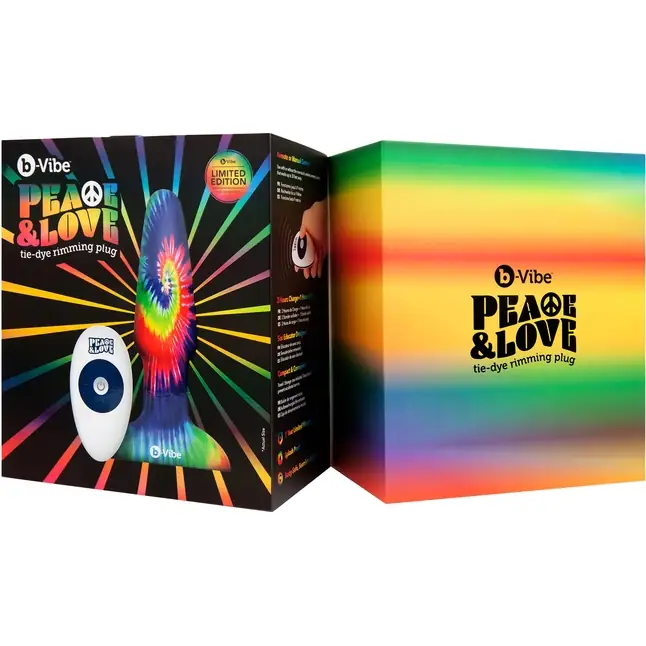 Разноцветная анальная пробка с эффектом римминга Peace Love Tie-Dye - 15,2 см. Фотография 10.