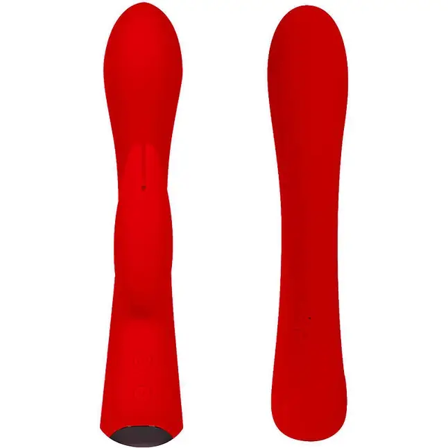 Красный вибромассажер-кролик 5 Silicone Bunny Love - 19,1 см. Фотография 3.