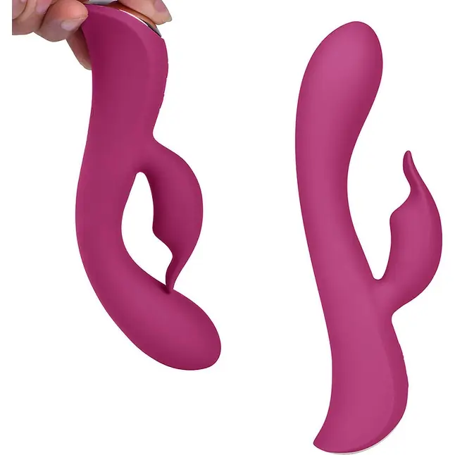 Бордовый вибромассажер-кролик 5 Silicone Bunny Love - 19,1 см. Фотография 2.