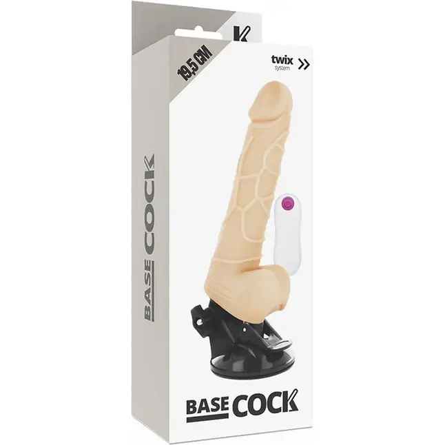 Телесный вибратор на мощной присоске Basecock Realistic Vibrator Remote Control - 19,5 см. Фотография 4.