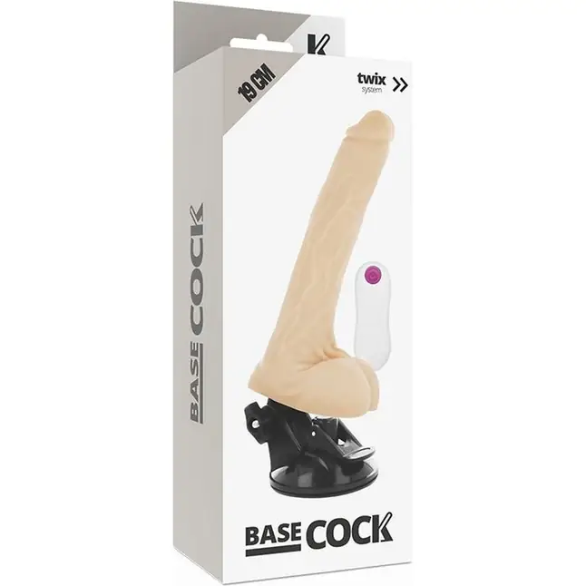 Телесный вибратор на мощной присоске Basecock Realistic Vibrator Remote Control - 19 см. Фотография 4.