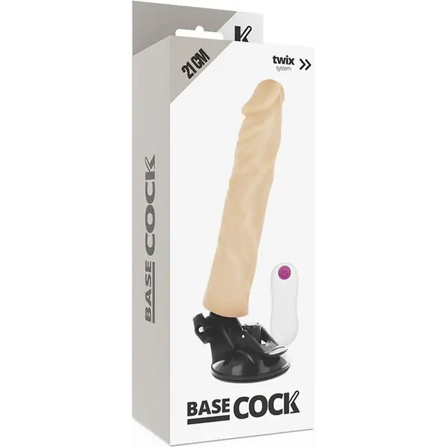 Телесный вибратор на мощной присоске Basecock Realistic Vibrator Remote Control - 21 см. Фотография 4.