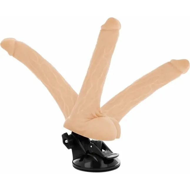Телесный вибратор на мощной присоске Basecock Realistic Vibrator Remote Control - 18,5 см. Фотография 2.