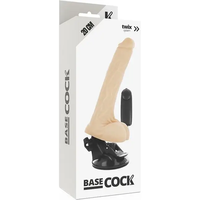 Телесный вибратор на мощной присоске Basecock Realistic Vibrator - 20 см. Фотография 4.