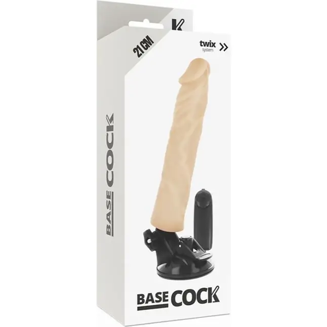 Телесный вибратор на мощной присоске Basecock Realistic Vibrator - 21 см. Фотография 4.