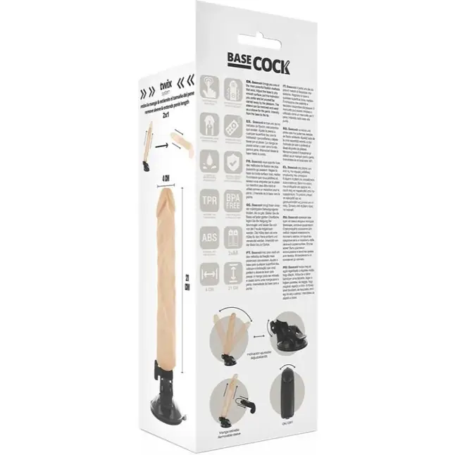 Телесный вибратор на мощной присоске Basecock Realistic Vibrator - 21 см. Фотография 5.