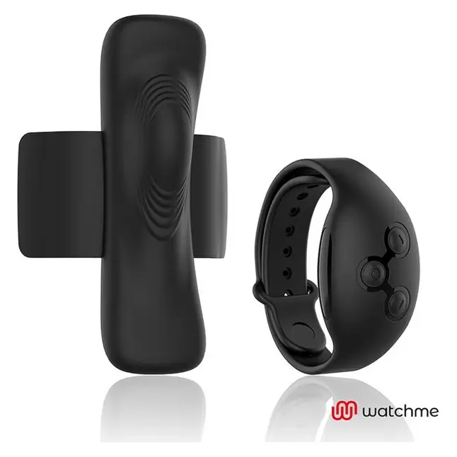 Черная вибровкладка в трусики с пультом-часами Anne s Desire Vibro Panty Wireless Watchme