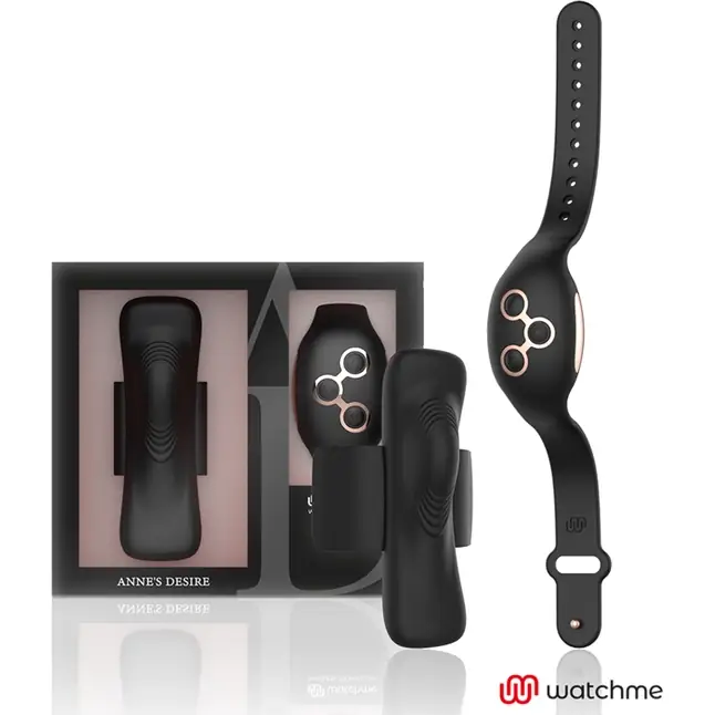 Черно-золотая вибровкладка в трусики с пультом-часами Anne s Desire Vibro Panty Wireless Watchme. Фотография 11.