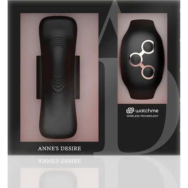 Черно-золотая вибровкладка в трусики с пультом-часами Anne s Desire Vibro Panty Wireless Watchme. Фотография 10.