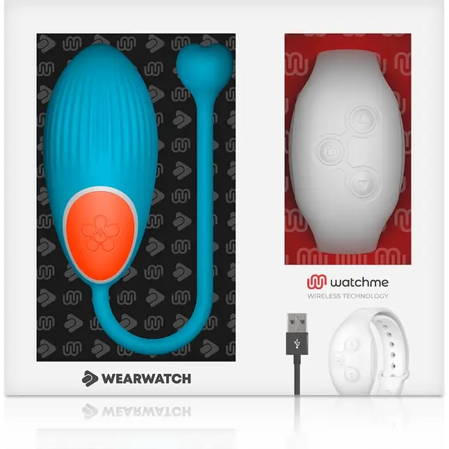 Голубое виброяйцо с белым пультом-часами Wearwatch Egg Wireless Watchme. Фотография 5.