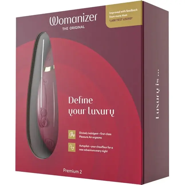 Бордовый клиторальный стимулятор Womanizer Premium 2. Фотография 6.