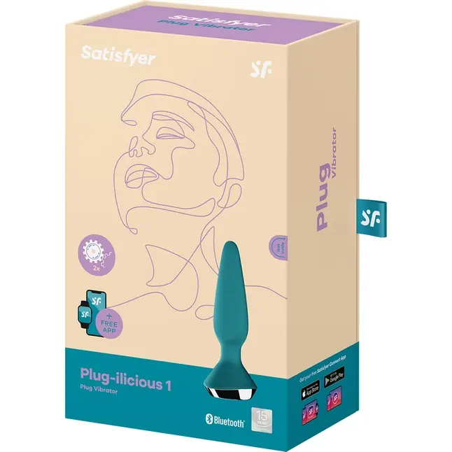 Бирюзовая анальная пробка с вибрацией Satisfyer Plug-ilicious 1 - 13,5 см. Фотография 6.