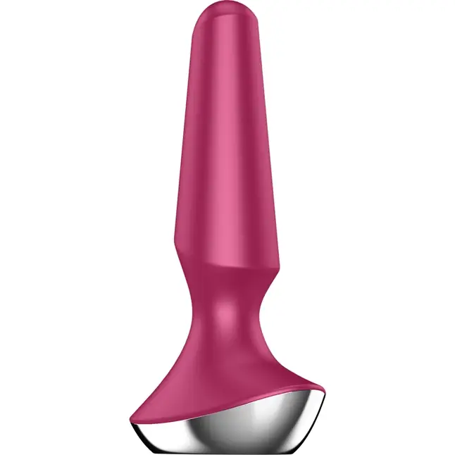 Малиновая анальная пробка с вибрацией Satisfyer Plug-ilicious 2 - 14 см. Фотография 2.