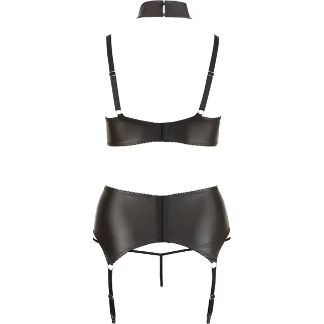 Wet-look комплект из 3 предметов: бра, трусики, пояс - Cottelli Collection. Фотография 5.