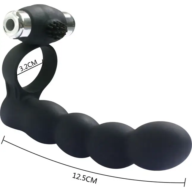 Черная вибронасадка для двойного проникновения Double Penetration Beads. Фотография 3.