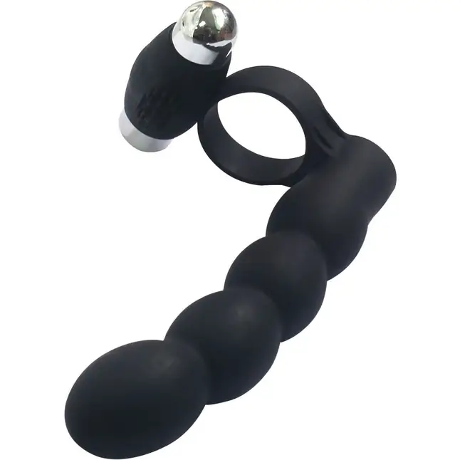 Черная вибронасадка для двойного проникновения Double Penetration Beads. Фотография 4.