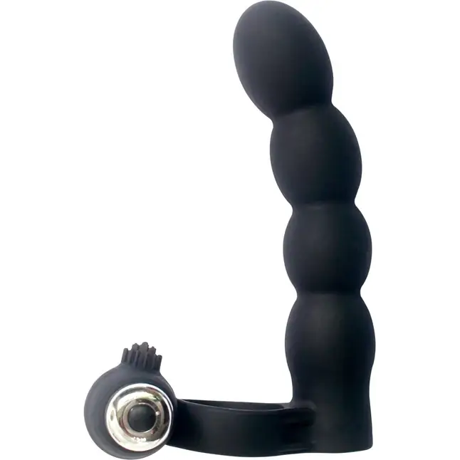 Черная вибронасадка для двойного проникновения Double Penetration Beads. Фотография 6.