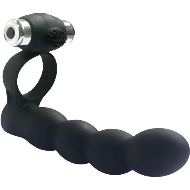 Черная вибронасадка для двойного проникновения Double Penetration Beads