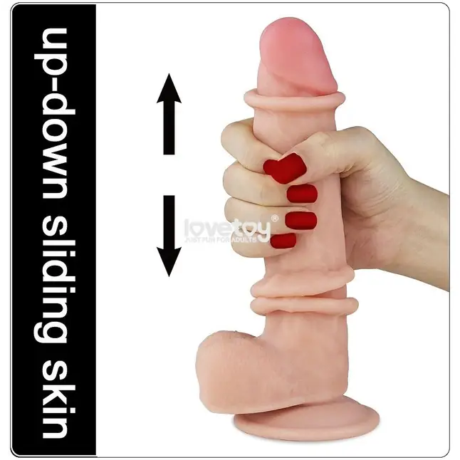 Телесный фаллоимитатор Sliding Skin Dual-Layered 8.0 - 20 см. Фотография 4.