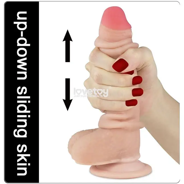 Телесный фаллоимитатор Sliding Skin Dual-Layered 7.0 - 17,5 см. Фотография 3.