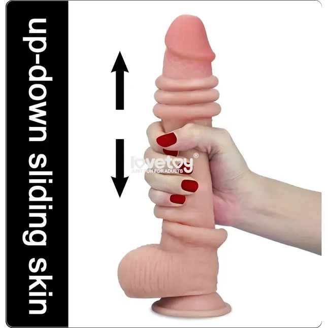 Телесный фаллоимитатор Sliding Skin Dual-Layered 9.0 - 23 см. Фотография 5.