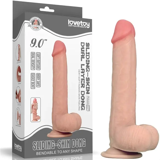 Телесный фаллоимитатор Sliding Skin Dual-Layered 9.0 - 23 см