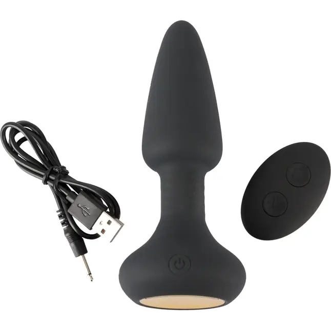Черная анальная вибровтулка Remote Controlled Butt Plug - 14,2 см - Anos. Фотография 7.