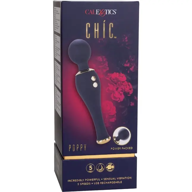 Синий клиторальный вибромассажер Chi­c Poppy - 20,25 см - Chic. Фотография 7.