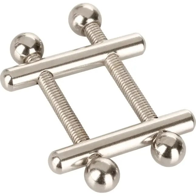 Серебристые металлические зажимы для сосков Crossbar Nipple Vices - Nipple Play. Фотография 5.