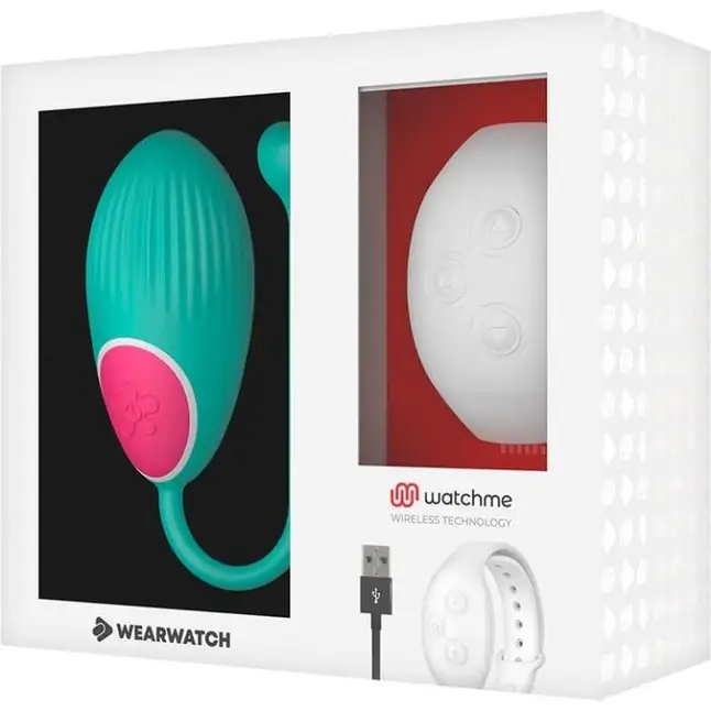 Зеленое виброяйцо с белым пультом-часами Wearwatch Egg Wireless Watchme. Фотография 3.