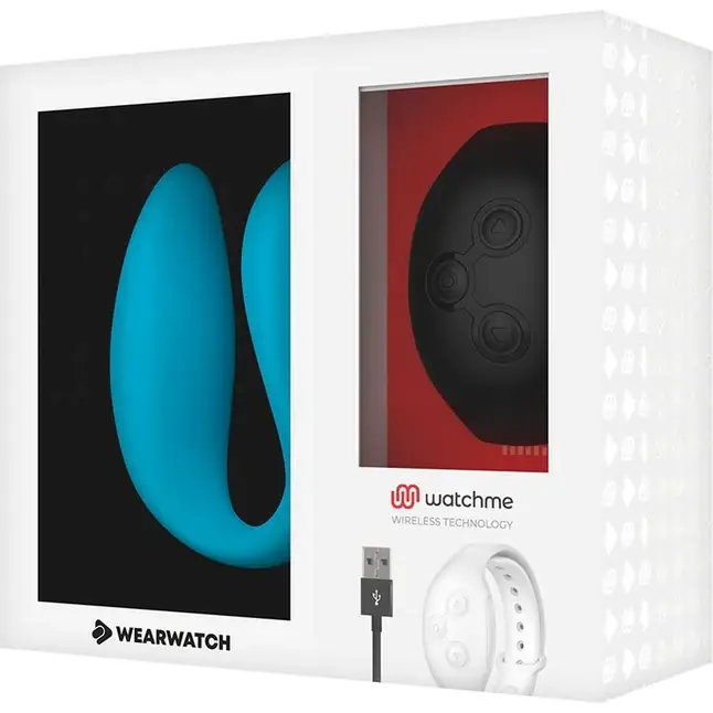 Голубой вибратор для пар с черным пультом-часами Weatwatch Dual Pleasure Vibe. Фотография 3.
