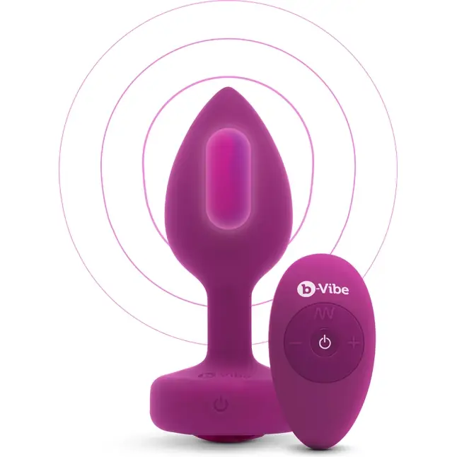 Ярко-розовая анальная вибровтулка с кристаллом Vibrating Jewel Plug S/M - 10 см. Фотография 2.