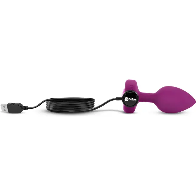 Ярко-розовая анальная вибровтулка с кристаллом Vibrating Jewel Plug S/M - 10 см. Фотография 7.