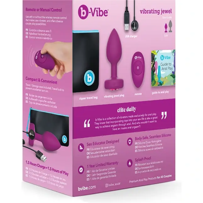 Ярко-розовая анальная вибровтулка с кристаллом Vibrating Jewel Plug S/M - 10 см. Фотография 9.
