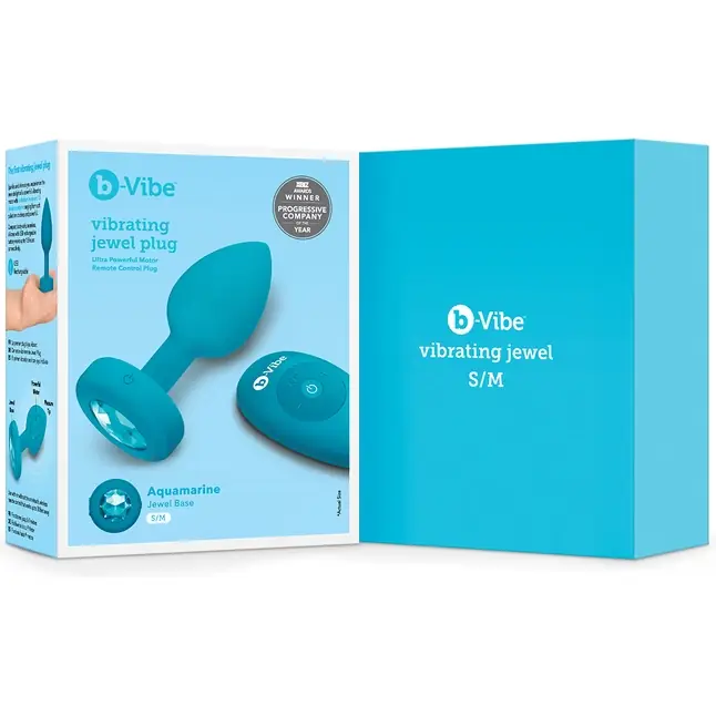 Бирюзовая анальная вибровтулка с кристаллом Vibrating Jewel Plug S/M - 10 см. Фотография 5.