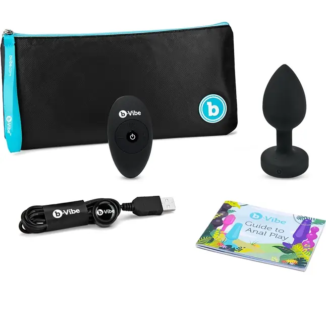 Черная анальная вибровтулка с кристаллом Vibrating Jewel Plug M/L - 10,5 см. Фотография 3.