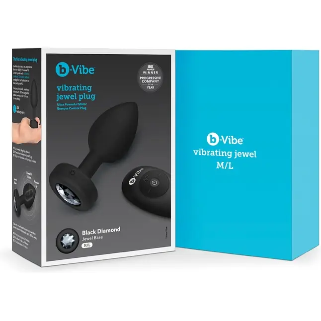 Черная анальная вибровтулка с кристаллом Vibrating Jewel Plug M/L - 10,5 см. Фотография 5.