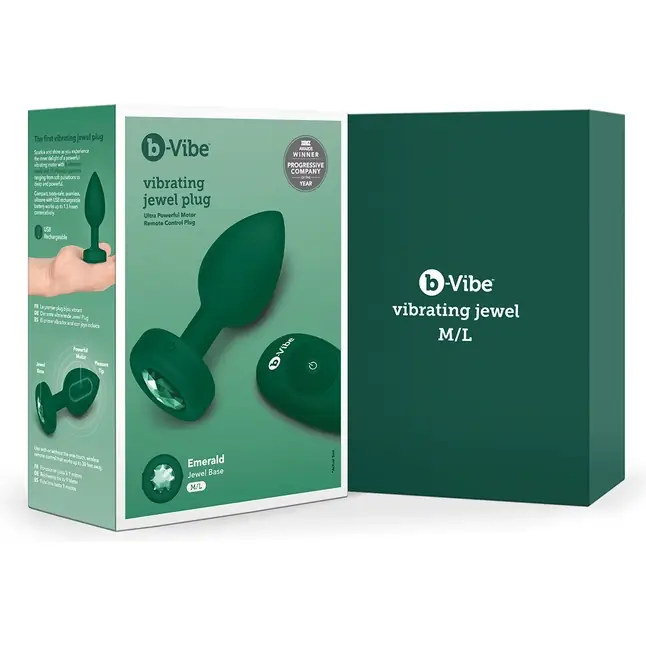 Зеленая анальная вибровтулка с кристаллом Vibrating Jewel Plug M/L - 10,5 см. Фотография 5.