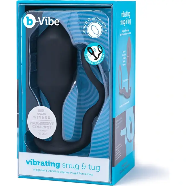 Черная анальная вибропробка с эрекционным кольцом Vibrating Snug Tug XL. Фотография 5.